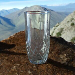 Oneida Crystal Lucia Crisscross & Diamond 6" Highball Tumbler Starburst 16oz